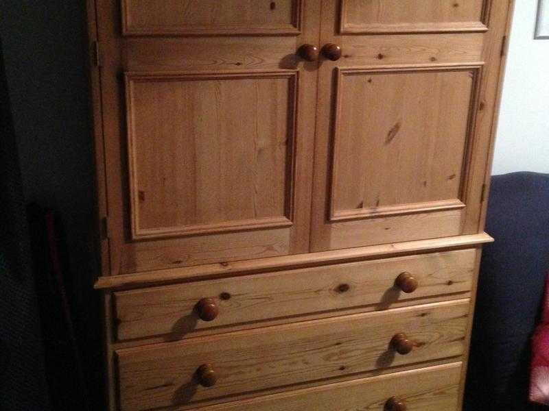 Solid Pine Linen Press Wardrobe