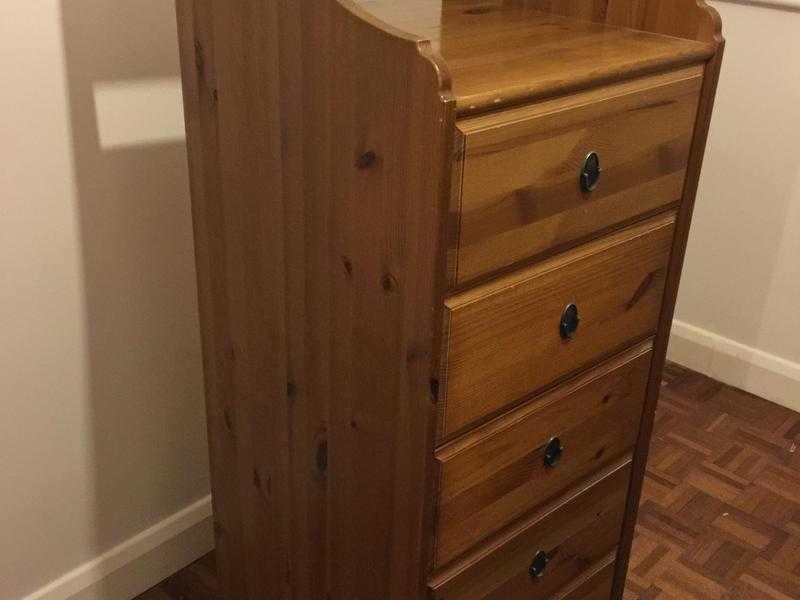 Solid pine pair of 4 draw chest of draws