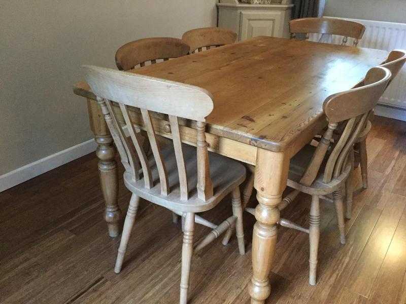 Solid pine table and 6 chairs