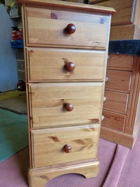 Solid Pine Tall 4 Drawer Chest of Drawers