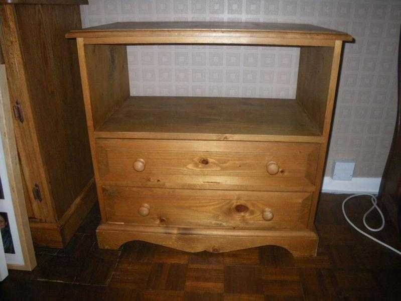 Solid Pine Tv Unit With Two Drawers