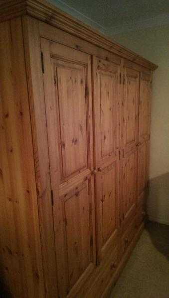 Solid Pine Wardrobes And Bed Set