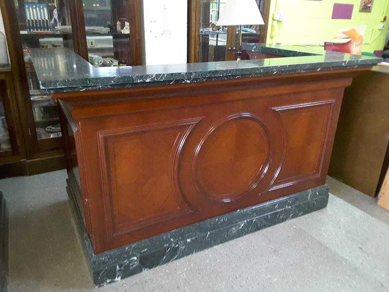 Solid Wood amp Marble Hotel Reception Desk Shop Counter  Bar For Home  Garden - Delivery Options