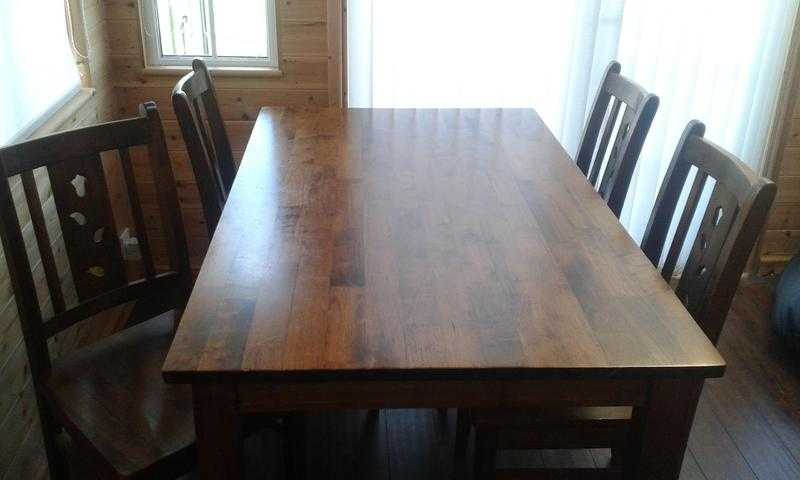 Solid wood dining table and 4 chairs