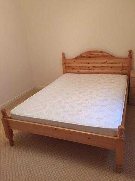 solid wood double bed frame with mattress