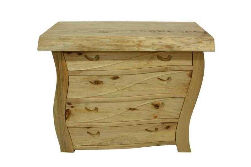 Solid Wood Furniture - 4 Drawer Wavy Java Chest Of Drawers Handmade