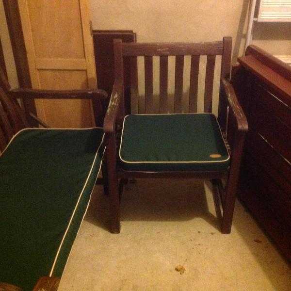 Solid Wood Garden Furniture Bench, Table 2 Chairs