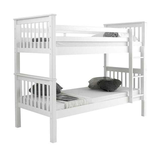 SOLID WOODEN WHITE BUNK BED WITH SAME DAY DELIVERY RRP315