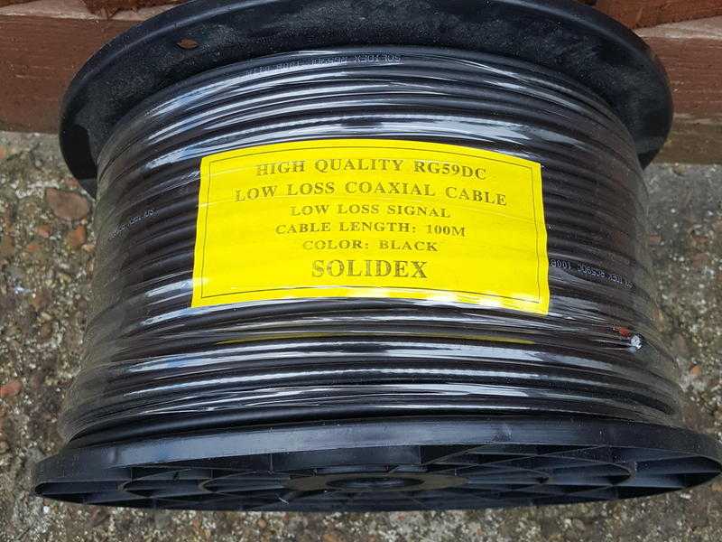 SOLIDEX RG59DC COAXIAL LOW LOSS SIGNAL CABLE 100m HIGH QUALITY COAX CCTV CABLE