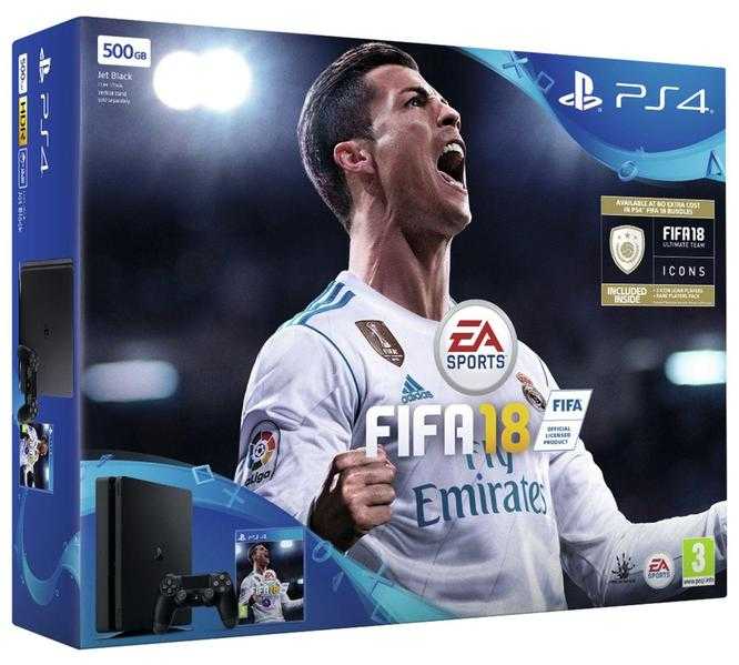 SONY PLAYSTATION 4 SLIM 500GB CONSOLE NEW MODEL WITH FIFA 18 BLACK - BRAND NEW