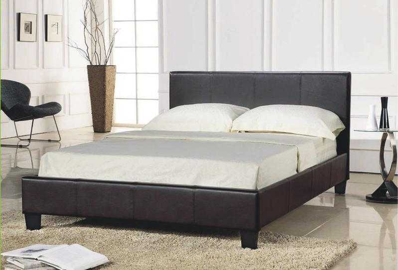 Special Offer 4ft6 Double Prado Leather Bed With Mattress Only 169