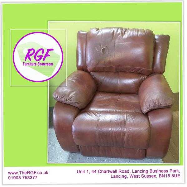 SPECIAL OFFER Brown Leather Chair with Drawer - Local Delivery 19