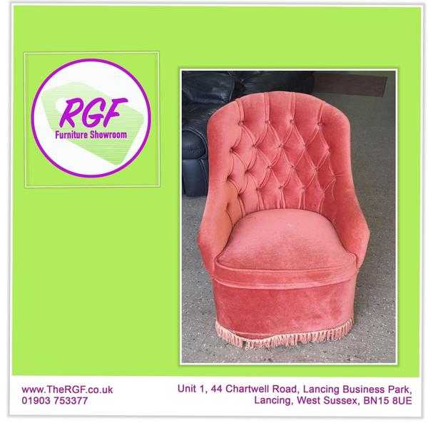 SPECIAL OFFER Pink Button Back Chair for Reupholstery Project - Local Delivery 19