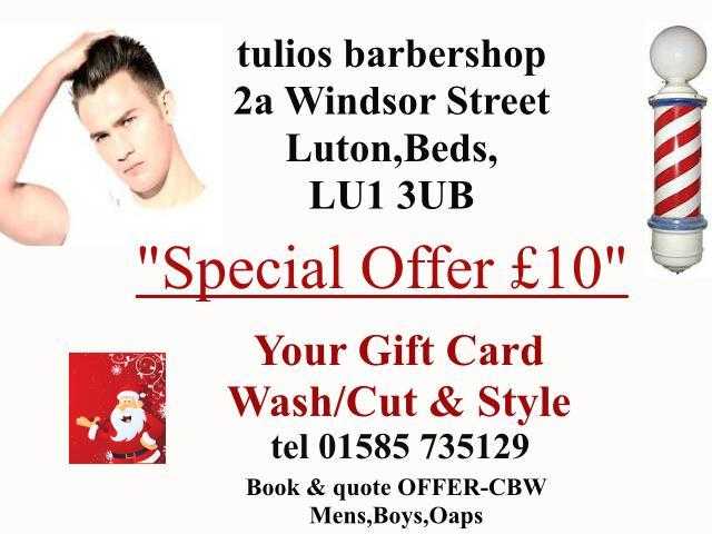 SPECIALOFFER Haircut Barbers Special Price Card Tulios Barbershop Luton