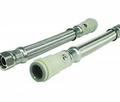 SPEEDFIT FLEXIBLE HOSE PUSH FIT X NUT SERVICE VALVE WHITE