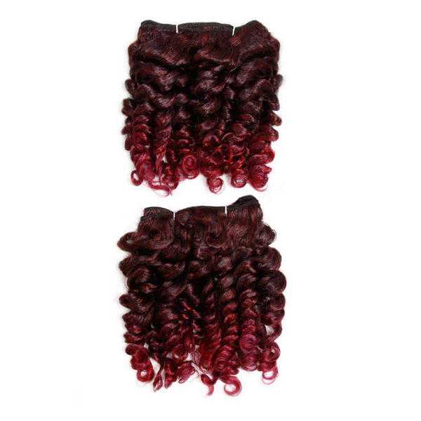 Spiral Curl Afro Hair Weave - 20quot Inch Off Black and Burgundy Violet Highlights