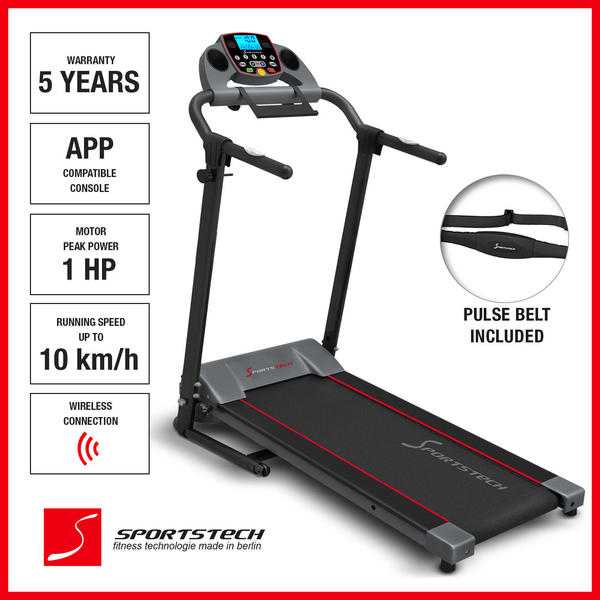 Sportstech F10 treadmill with fitness app control 1 HP DC 10 KMH foldable