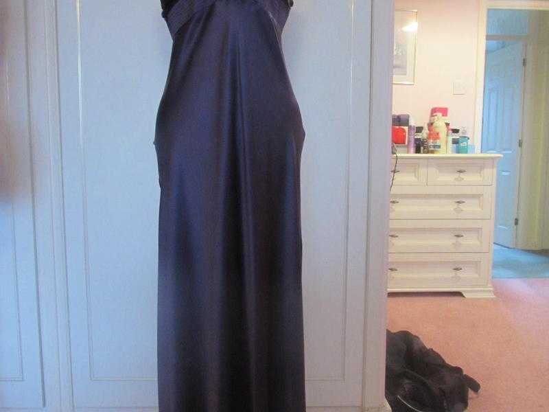 Spotlight by Warehouse Purple 100 silk long evening dress Size 14 Ex. con