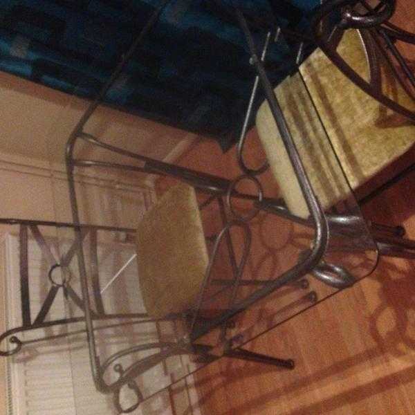 Square glass table and 4 chairs