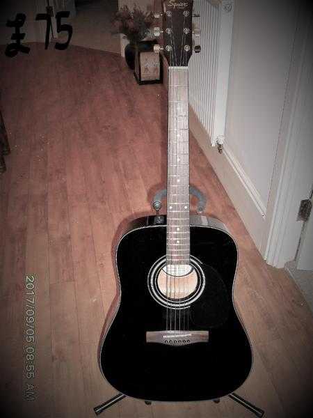 Squire Acoustic 6 string R H guitar by Fender. Black. EXCELLENT CONDITION