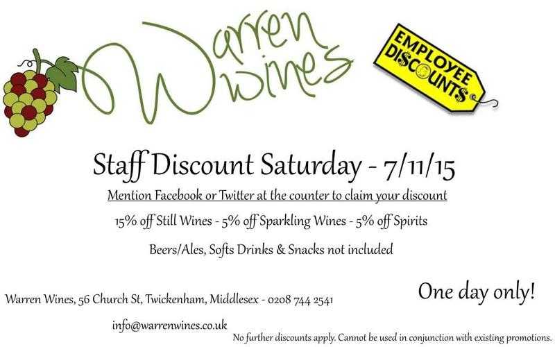 Staff Discount Saturday