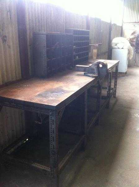 Steel Workbench - Plated Steel Top.  Including Vice