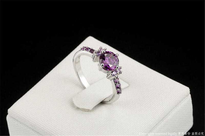 Sterling Silver Ladies Ring with Amethist CZ AAA