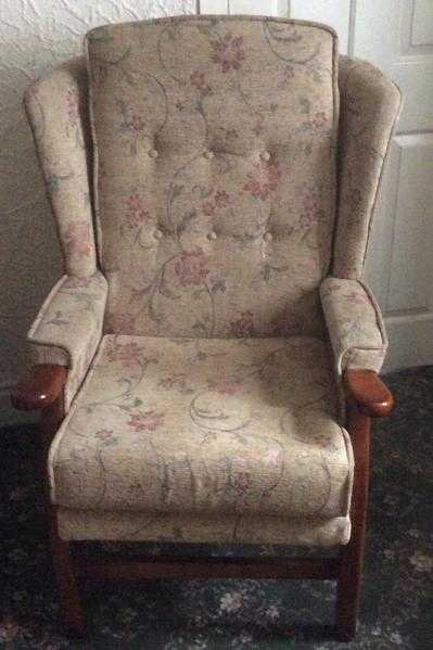 Stokers two seater wing back sofa with two matching wing back chairs - excellent condition
