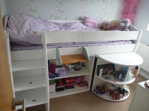 Stompa Mid Sleeper Bed, with desk, storage units amp mattress