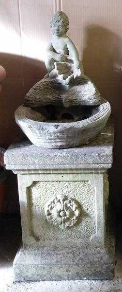 Stone effect garden bird bath amp fountain on plinth