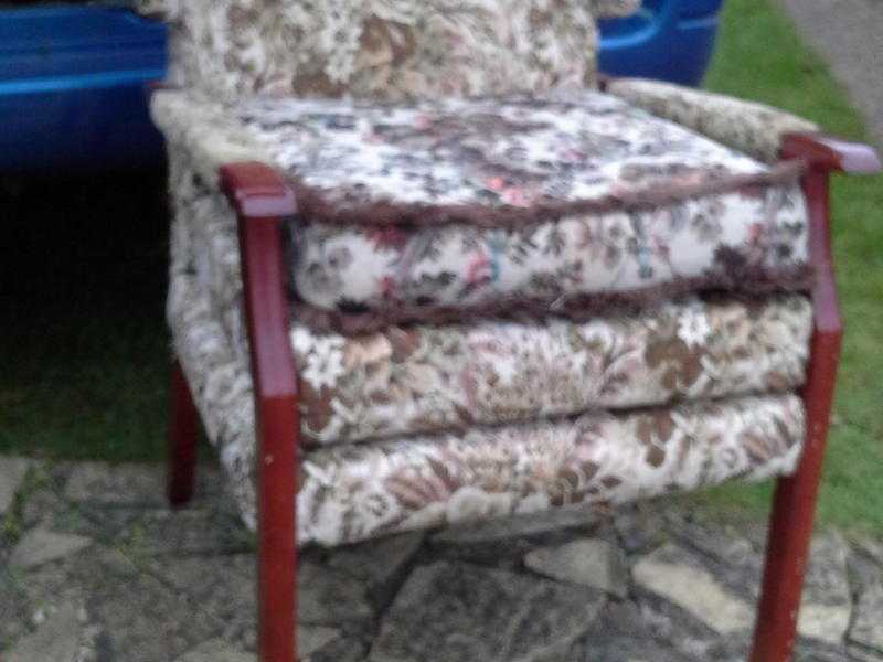 Straight backed armchair floral