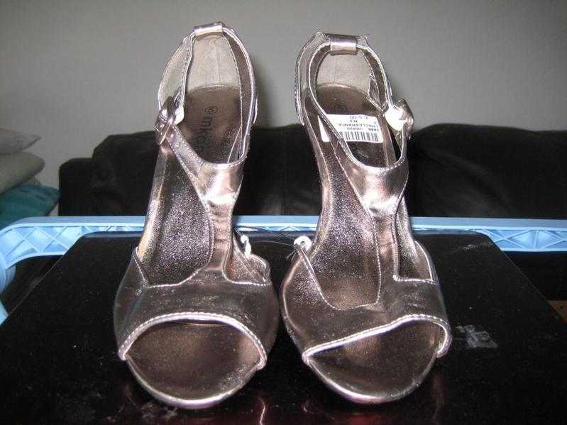 Strappy silver heels brand new size 5