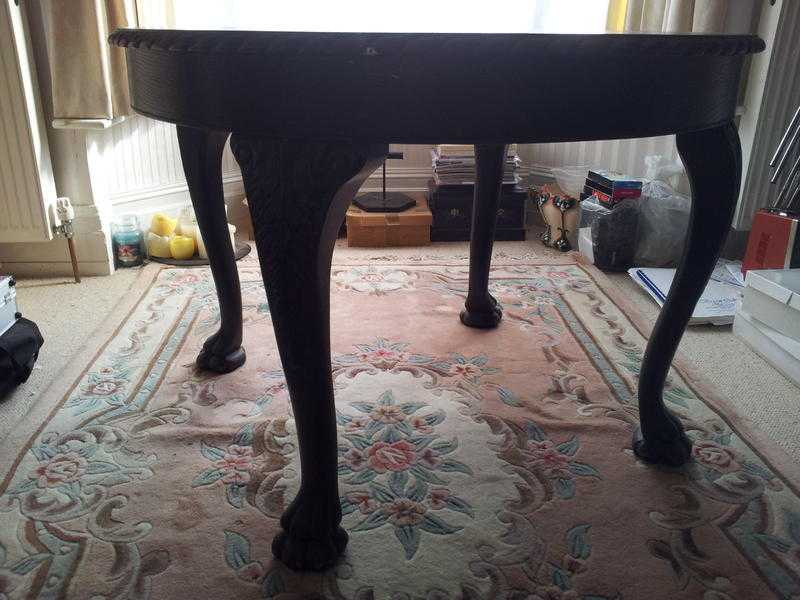 Stunning chunky amp heavy dark wood table with claw feet - GORGEOUS