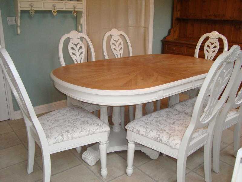 Stunning French Chic Dining Table And Six Chairs Laura Ashley Paint And Fabric