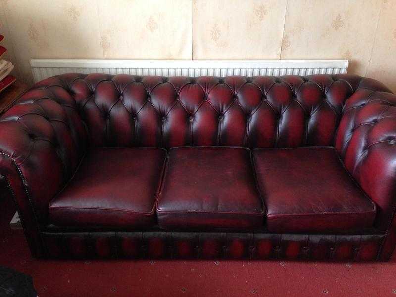 Stunning Oxblood 3-Seater Chesterfield Sofa