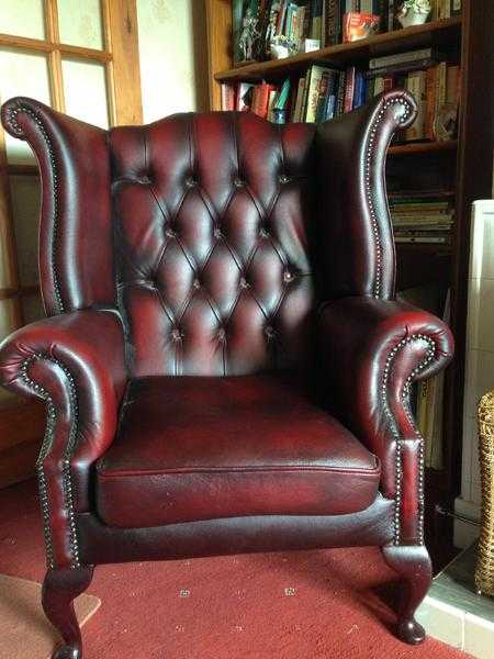 Stunning Oxblood Queen Anne Chesterfield Chair