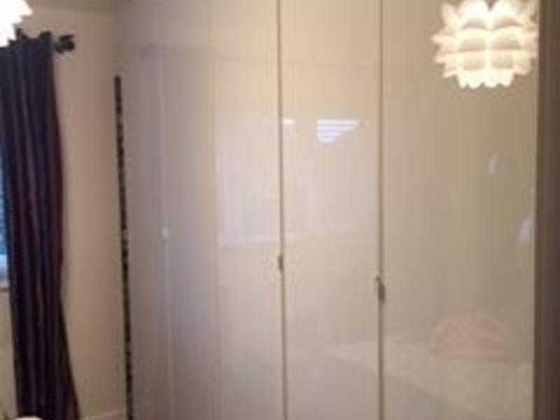 Stunning White Glass Ikea Triple Wardrobes