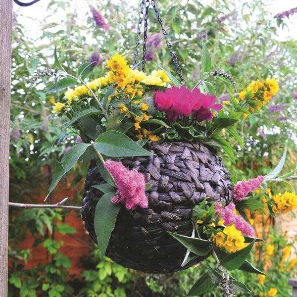 Stylish 9quot Ball Shaped Rattan Hanging Basket with Watering Holes - Brand New