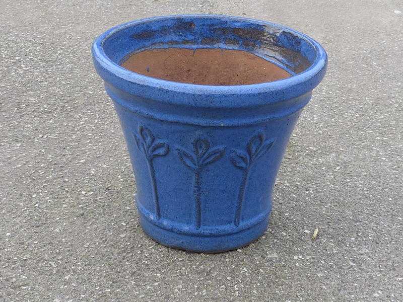 STYLISH BLUE SALT GLAZED GARDEN PLANTER GARDEN POT