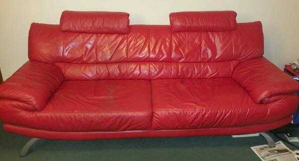 Stylish red leather sofa FREE DELIVERY