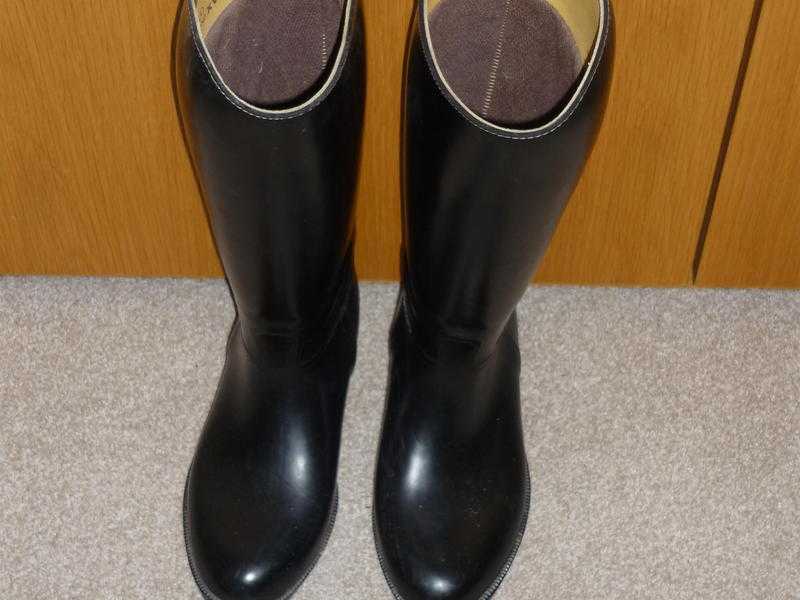 STYLO LEATHER TOP LADIES LONG BLACK BOOTS