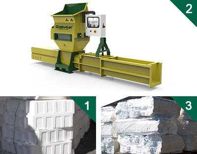 Styrofoam eps polystyrene compactors of GREENMAX APOLO Series