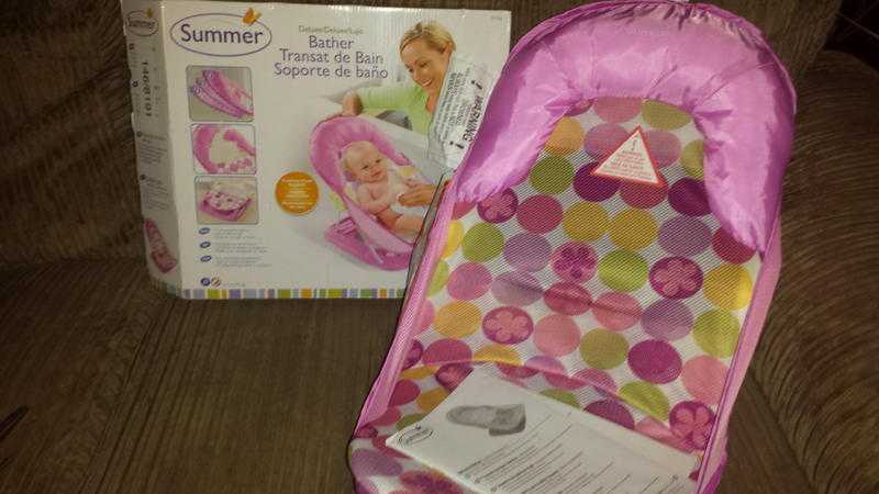 Summer Deluxe Kids Newborn Girls Pink 3 Position Baby Bather Bath Seat Support