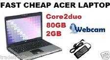 SUPER FAST WEBCAM ACER Intel Core2Duo 2GB 80GB WEBCAM LAPTOP