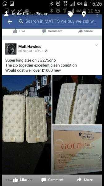 Super king zipped mattress only 100ono