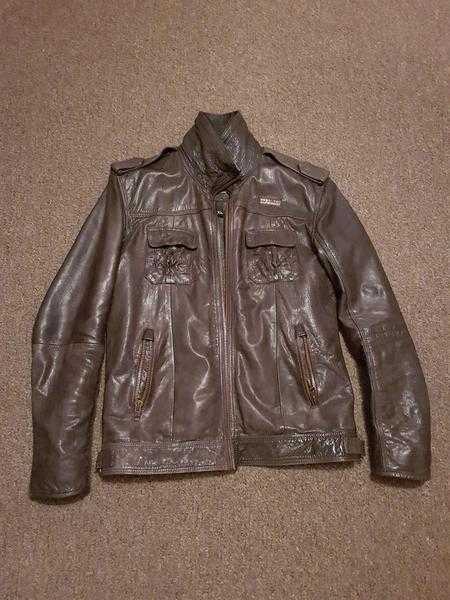 Superdry men039s Ryan leather jacket. Brown ( RRP 225 )