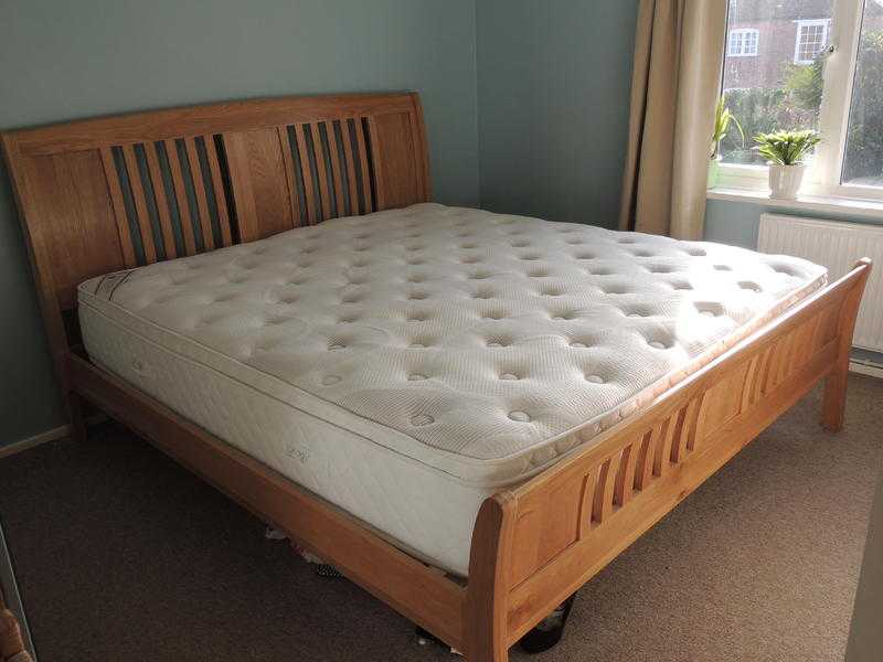 Superking Solid Oak bed frame amp mattress both in perfect condition