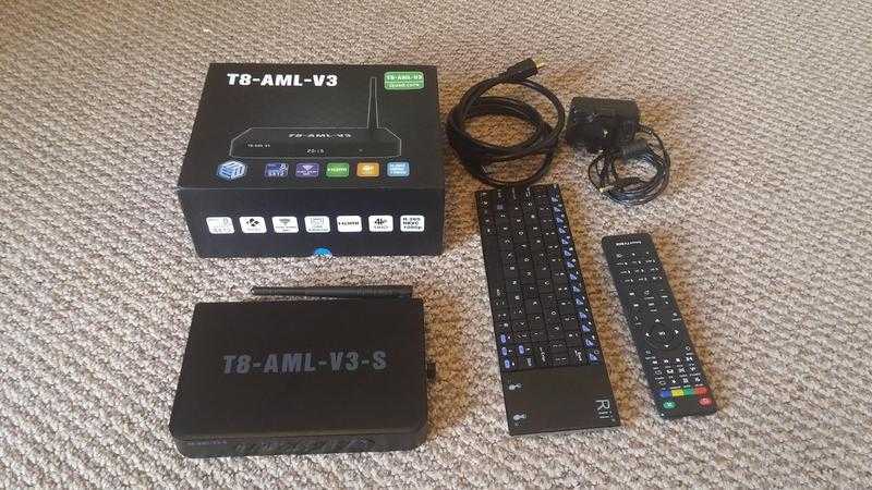 T8-AML-V3S, KODI READY,  FASTESLATEST ANDROID TV BOX, 16GB, S812, 4K, Bluetooth Keyboard