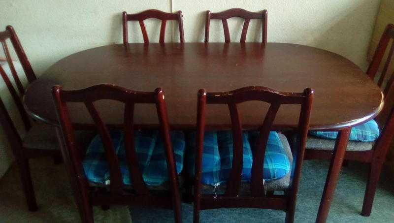 Table and six chairs