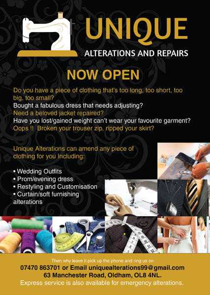 Tailoress, Alterations, ironing and dry cleaners